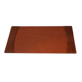 Protacini Cognac Brown Italian Crocodile Leather 34 x 20 Side-Rail Desk Pad